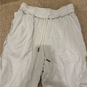 womens self contrast white joggers
